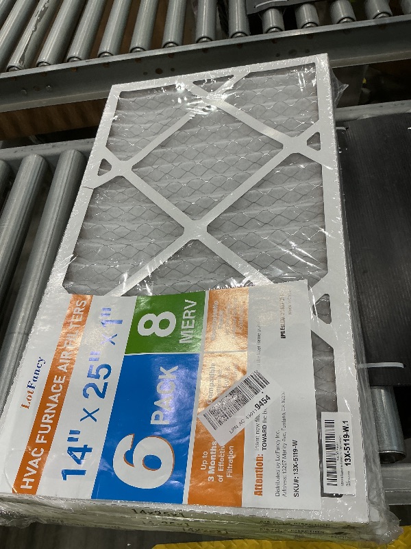 Photo 1 of **MINOR DAMAGE**
LotFancy 20x20x1 Air Filter MERV 11 6-Pack, Actual Size 19.75"x19.75"x0.75", Electrostatic Pleated AC Furnace Air Filter, Captures Dust, Smog & Pet Dander