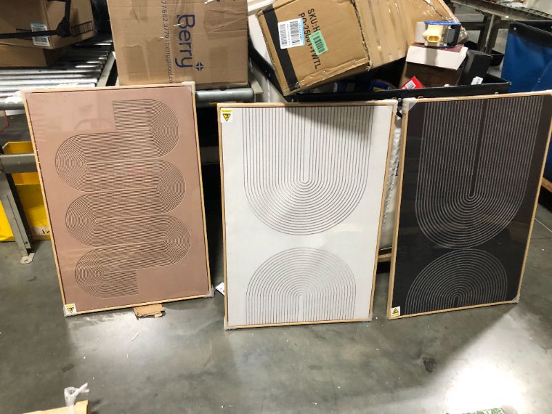 Photo 1 of *USED*
Large 3D Textured Framed Boho Neutral Abstract Wall Art for Living Room, 3 Piece Modern Paintings Artwork for Walls, Black White Brown Minimalist Geometric Pictures for Hallway Office Wall Decor 24x36 In
