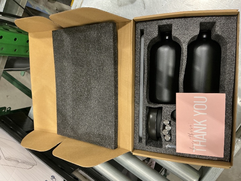 Photo 1 of [Luxury] Kitchen Soap Dispenser Set - 16OZ Black Glass Bottle, Stainless Steel Pump, Instant Dry Tray, Waterproof Labels, Non-Slip Silicone Pad, and Dish Brush | Upgrade for Your Kitchen and Bathroom