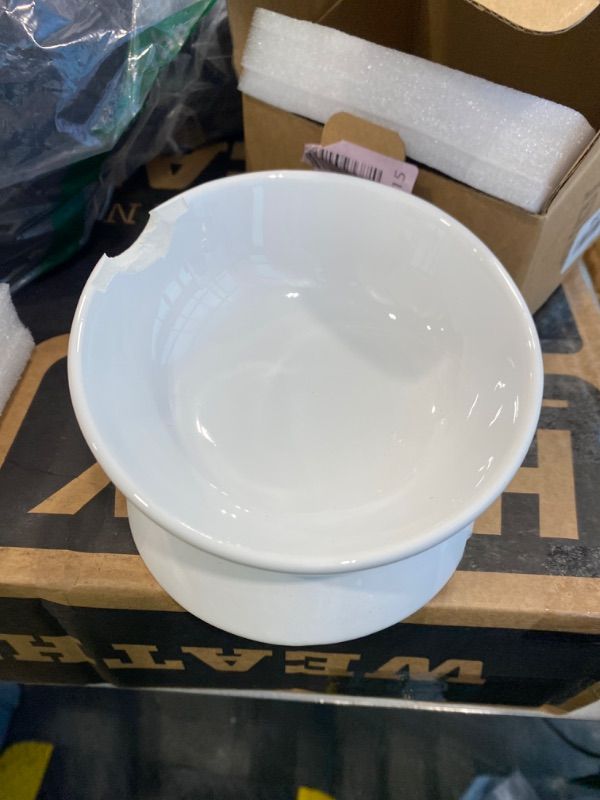 Photo 1 of ***MINOR DAMAGE*** ***READ CLERK NOTES***  LoeJan Elevated Cat Food Bowl, 5 Oz Ceramic Raised and Tilted Water Bowl, Anti Vomiting and Protect Pets' Spines Dishes for Small Dog, Fat Faced Cat, Kitten (White, 1 Pack)