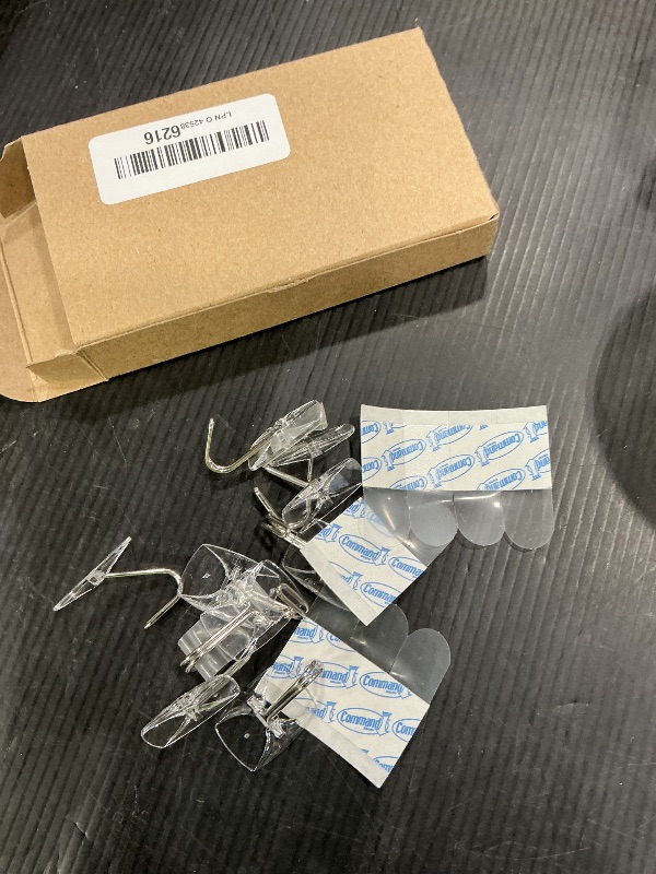 Photo 1 of ** SIX ONLY** Command Small Clear Wire Toggle Hooks, 6 Wall Hooks and 12 Command Strips, Damage-Free Hanging with Adhesive, Great for Hanging Christmas Decorations, Holds up to 0.5 lb