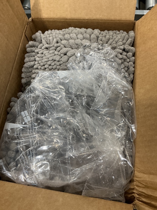 Photo 1 of **MINOR DAMAGE - USED**
Yimobra Bathroom Rug Set 2 Piece, Soft Absorbent Chenille Bath Mat Set, Non Slip Machine Washable Quick Dry, Plush Shower Rugs for Bathroom Floor Sink Tub and Shower Outside, 32"x20"+24"x17", Gray