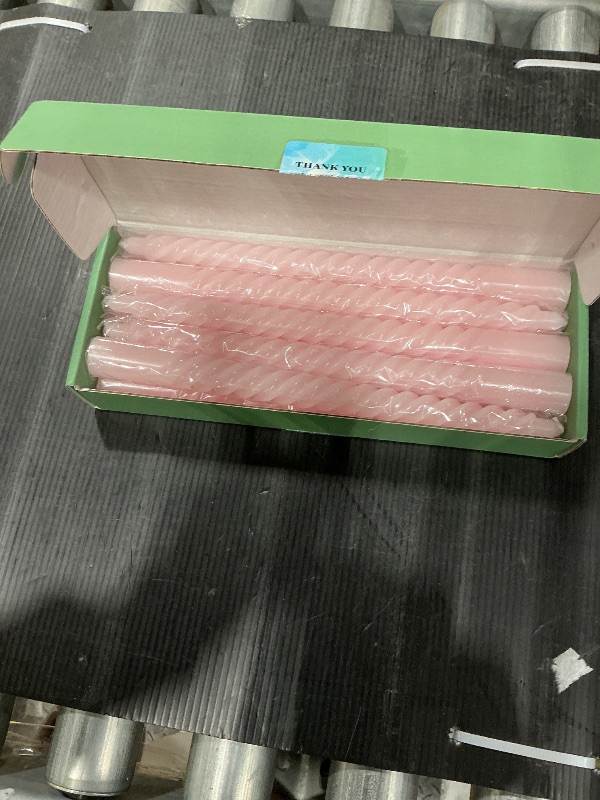 Photo 1 of 10 Inch 10 Pack Pink Spiral Taper Candle Set, Long Candles Dripless Unscented Candlesticks for Dinner Shower Party Brithday Wedding Engagement Party Valentine's and Home Decor