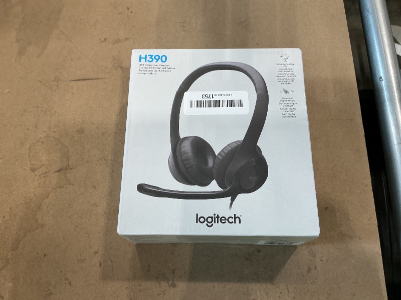 Photo 1 of **MINOR DAMAGE - USED**
Logitech H390 Wired Headphones with Mic, USB-A Headset with Microphone for PC, Noise Cancelling Microphone for Video Meetings, Music, Gaming - Black