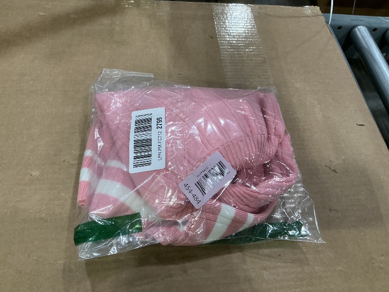 Photo 1 of ***MAJOR DAMAGE*** ***READ CLERK NOTES*** YETANLID Toddler Girls Knit Sweater Dress Long Sleeve Soft Touch Lapel Dress A-Line Autumn Winter Pullover Sweater Dress Pink Stripes Size 4-5T