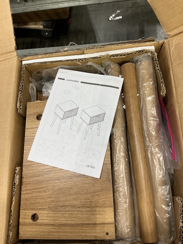 Photo 1 of **UNKNOWN IF MISSING PIECES**
LAATOOREE Nightstands Set of 2, Small Size Side End Table, Bedside Table with Fluted Door, Solid Wood Feet; for Bedroom, Small Bed