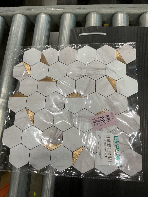 Photo 1 of **ONLY A SAMPLE**** OYASIMI Hexagon Peel and Stick Backsplash Tile,12x12 inches Carla White Mixed Metal 3D PVC Wall Tiles Stick on Backsplash for Kitchen and Bathroom Sample