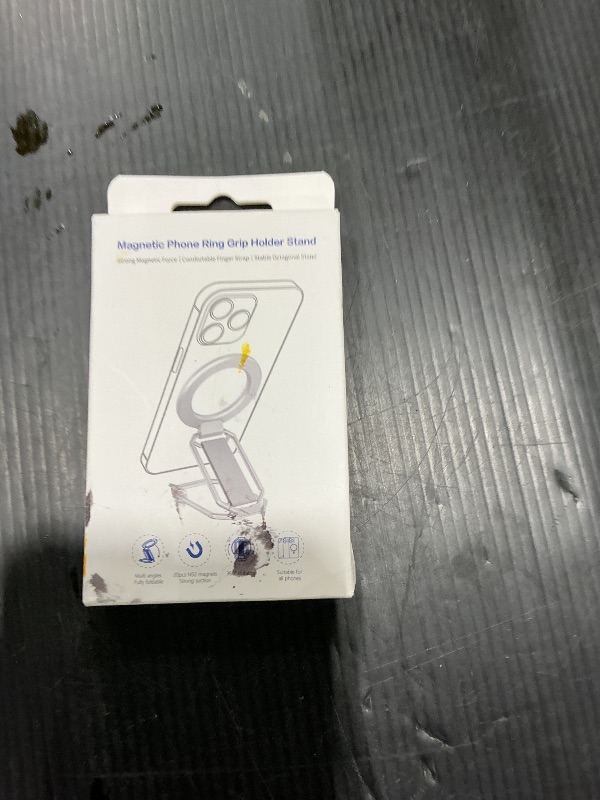 Photo 1 of (2025 Upgraded) 4-in-1 Magnetic Phone Grip Stand for MagSafe with Finger Strap Loop,Removable Ring Holder for iPhone 17 Pro Max 16 15 14 13 12,Kickstand for Hands-Free View at Home Work Travel, Silver