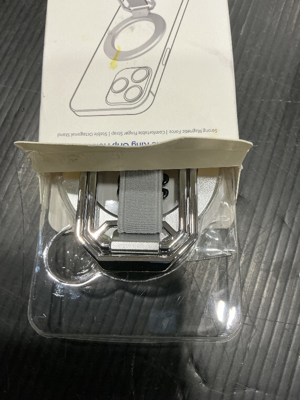 Photo 1 of (2025 Upgraded) 4-in-1 Magnetic Phone Grip Stand for MagSafe with Finger Strap Loop,Removable Ring Holder for iPhone 17 Pro Max 16 15 14 13 12,Kickstand for Hands-Free View at Home Work Travel, Silver