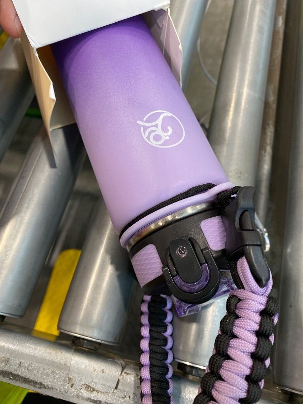 Photo 1 of **MINOR DAMAGE**
GOSWAG Insulated Sports Water Bottle, 24oz 2 Lids(with Straw/No Straw), Stainless Steel Water Bottles with Paracord Handle, Insulated Bottle with Double-Wall Vacuum Insulation