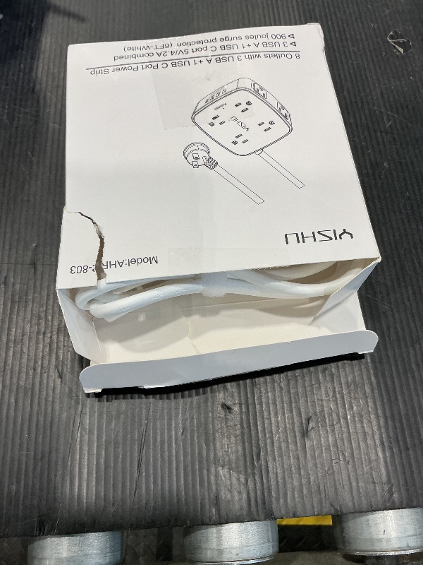 Photo 1 of 10 Ft Surge Protector Power Strip - YISHU 3 Side Outlet Extender with 8 Widely AC Outlets and 4 USB Ports, 10 Feet Extension Cord with Flat Plug, Wall Mount Desk USB Charging Station, ETL,White