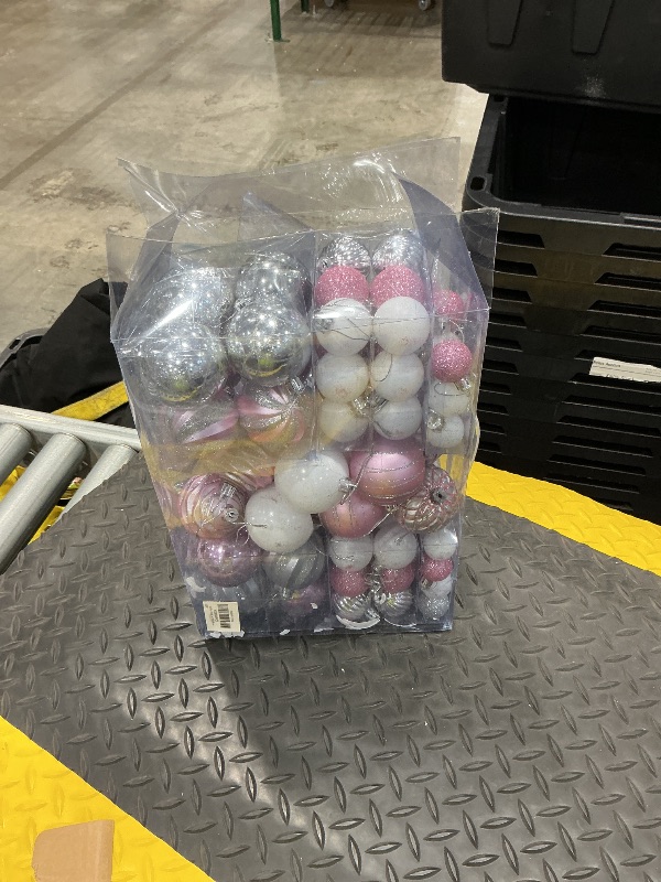 Photo 1 of ***READ CLERK NOTES*** 100PCS Shatterproof Christmas Ball Ornaments Set, Premium Xmas Tree Decorations for Family with Kids & Pets, Multi-Size Mix for Large Tree, Wreath, Garland & Home Decor, Pink White