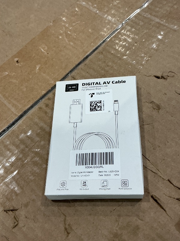 Photo 1 of [Apple MFi Certified] Lightning to HDMI Adapter for iPhone to TV, HDMI to Lightning Cable 1080P HD Digital AV Adapter Sync Video & Sound for iPhone 14 13 12 11 X SE 8 7 6, HDTV/Projector - 6.6FT