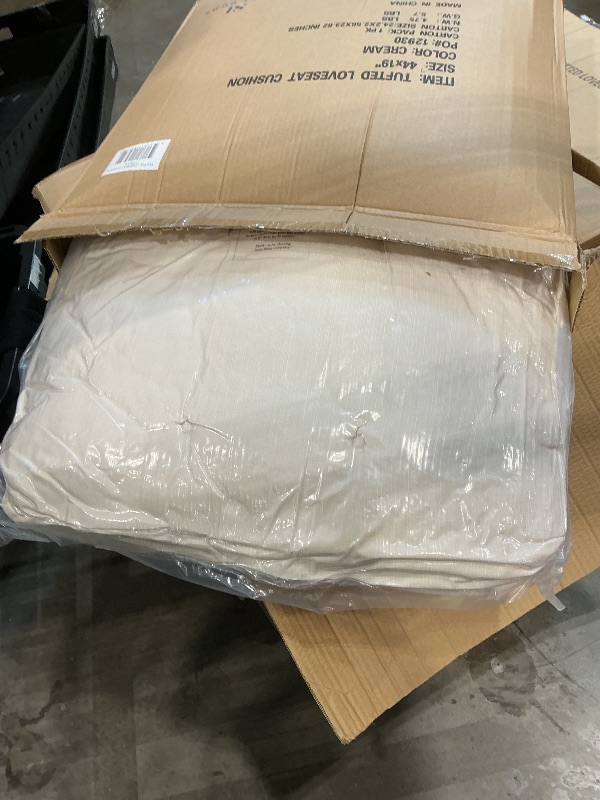 Photo 1 of ? Bench Cushion Patio Loveseat – Thick Outdoor 44" x 19" Seat Pad for Porch Swing, Garden, Deck, Balcony, RV, Indoor & Outdoor Benches – Durable, Stylish & Comfortable with Ties ????, Cream