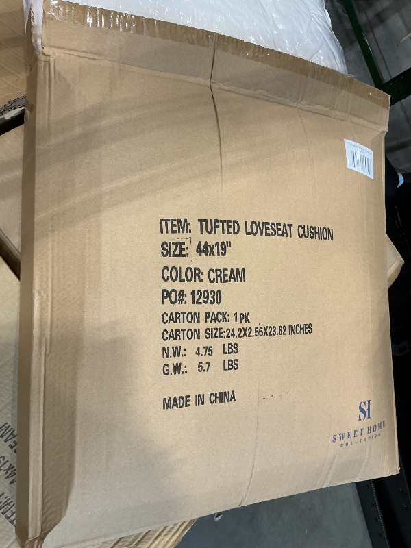 Photo 1 of ? Bench Cushion Patio Loveseat – Thick Outdoor 44" x 19" Seat Pad for Porch Swing, Garden, Deck, Balcony, RV, Indoor & Outdoor Benches – Durable, Stylish & Comfortable with Ties ????, Cream