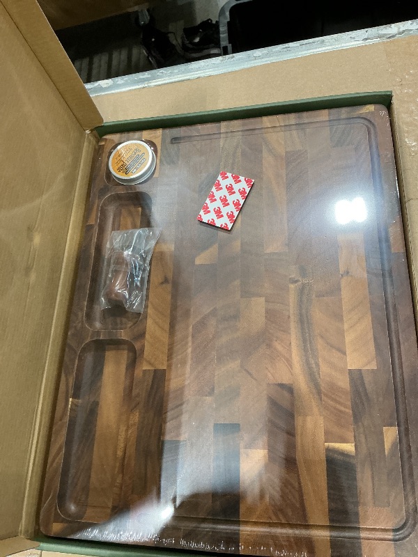 Photo 1 of THETCHRY Walnut Wood Cutting Boards for Kitchen, Large Chopping Board Double Sided, End Grain Cutting Board with Handle, Charcuterie Butcher Block for Meal Prep & Serving with Gift Box, 17"×13"×1"