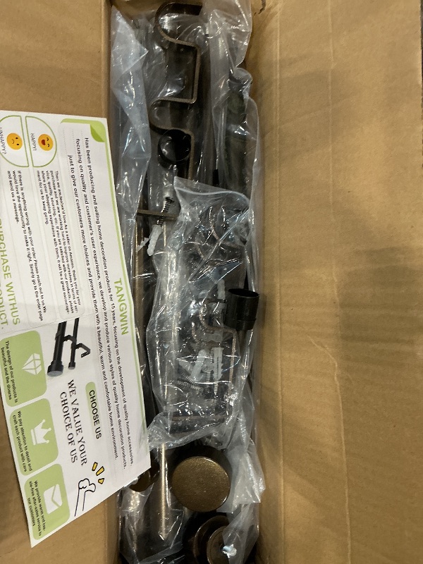 Photo 1 of *MISSING PARTS UNKNOWN*
TANGWIN Bronze Double Curtain Rods for windows 36 to 88:Adjustable Heavy Duty Double Curtain Rod for Bedroom Living Room,1Inch Antique Bronze Moden Decorative Telescopic Dual Drapery Rod Easy Install