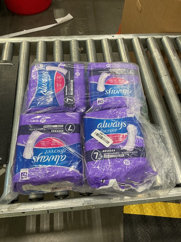 Photo 1 of *MISSING PARTS UNKNOWN*
Always Discreet Adult Incontinence Pads for Women, Ultimate Extra Absorbency, Long Length, Postpartum Pads, 104 Count (4 Packs of 26)