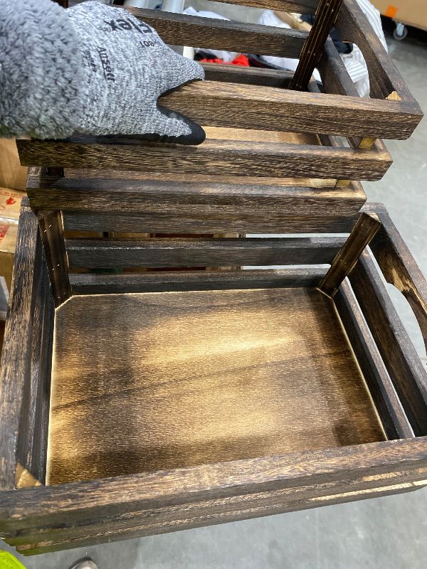Photo 1 of ***SEE CLERK NOTES!****ZOOFOX Set of 2 Nesting Wooden Crates, Rustic Wood Basket with Handles, Decorative Farmhouse Wooden Storage Container Boxes for Party, Office, Bedroom, Kitchen and Closet