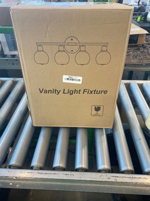 Photo 1 of 2025 Upgrade 4-Light Bathroom Light Fixtures, Black and Gold Bathroom Lights Over Mirror with Clear Glass Globe Shade, Vanity Lights for Bathroom Kitchen Living Room Hallway Cabinet Bedroom Porch