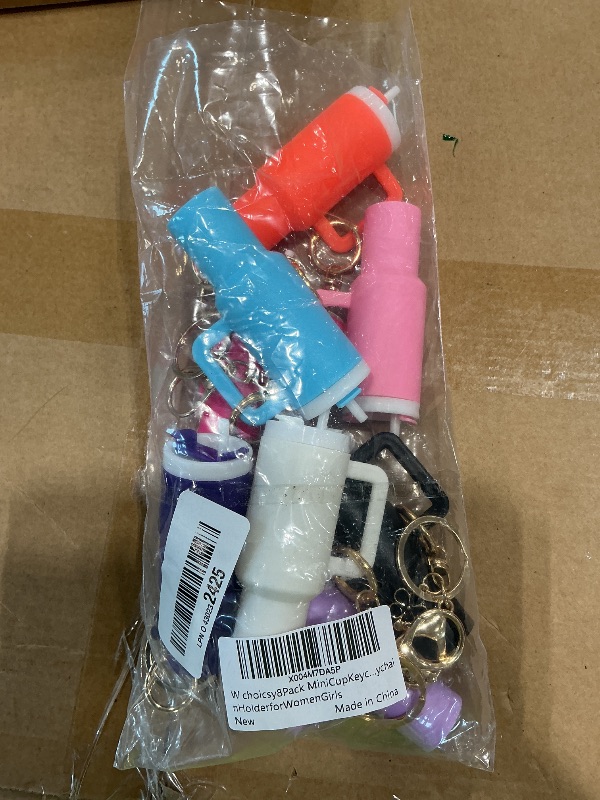 View 2 of Wchoicsy 8 Pack Mini Tumbler Keychain for Stanley Cup, Mini Cup Keychain Chapstick Holder for Women Girls