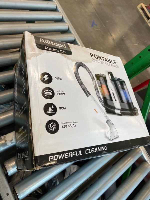 Photo 1 of *USED*
Ailltopd Portable Carpet & Upholstery Spot Cleaner Machine, Powerful Suction & Handheld Carpet Cleaner, Deep Stain Cleaning for Carpet, Car, Couches, Pets, with Carpet Cleaner Solution
