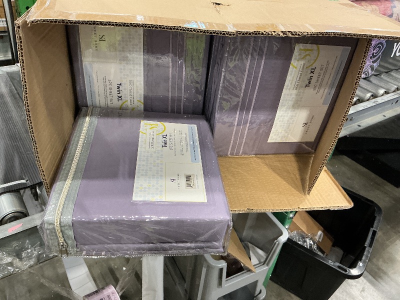 Photo 1 of *12 SETS* Twin XL Sheets - Breathable Luxury Sheets with Full Elastic & Secure Corner Straps Built In - 1800 Supreme Collection Extra Soft Deep Pocket Bedding Set, Sheet Set, Twin XL, Plum
