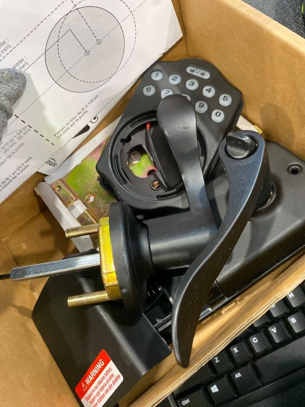 Photo 1 of *MINOR DAMAGE - USED*
Amazon Basics Electronic Keypad, Keyless Entry Door Lock Deadbolt with Handle Set, Key Pad Front Door with Knob, Door Locks for Front Door, Door Handle, Matte Black, 1-Pack