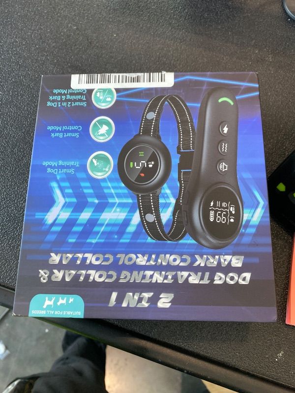 Photo 1 of *UNTESTED*
2-in-1 Dog Shock Collar & Dog Bark Collar - Smart Anti Barking Dog Training Collar with 5 Adjustable Sensitivity & 3300FT Remote for All Breeds IP67 Waterproof E-Collar