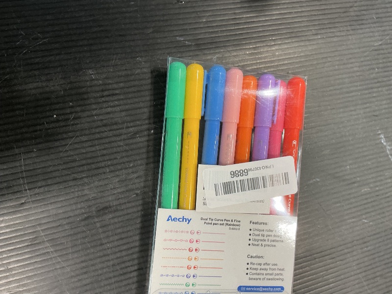 Photo 1 of *Damaged items/read clerk comments* AECHY 8PCS Curve Highlighter Pen for Note Taking, Dual Tip Pens with 8 Different Curve Shapes & 8 Colors Fine Lines, Colored Curve Pens Set for Kids Journaling Back to School Supplies