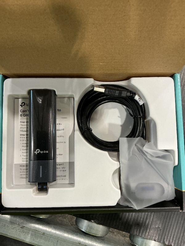 Photo 1 of **UNTESTED**
TP-Link WiFi 6E USB Adapter for Desktop PC - (Archer TXE50UH) AXE3000 Tri-Band Wireless Network Adapter, Ultra-Low Latency, MU-MIMO, OFDMA, Refined Security, WPA3, Supports Windows 11/10