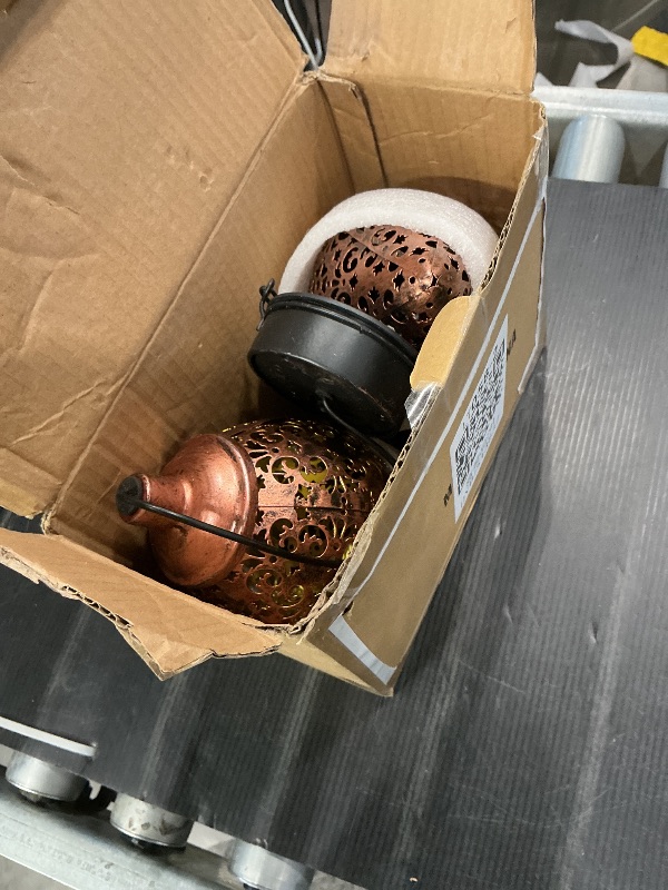 Photo 1 of (2 Pack) Hanging Solar Lights, Tomshine Solar Lantern LED Moroccan Garden Decor, Metal Solar Lanterns Outdoor Waterproof for Outside, Patio, Porch, Pathway Hanging Decor