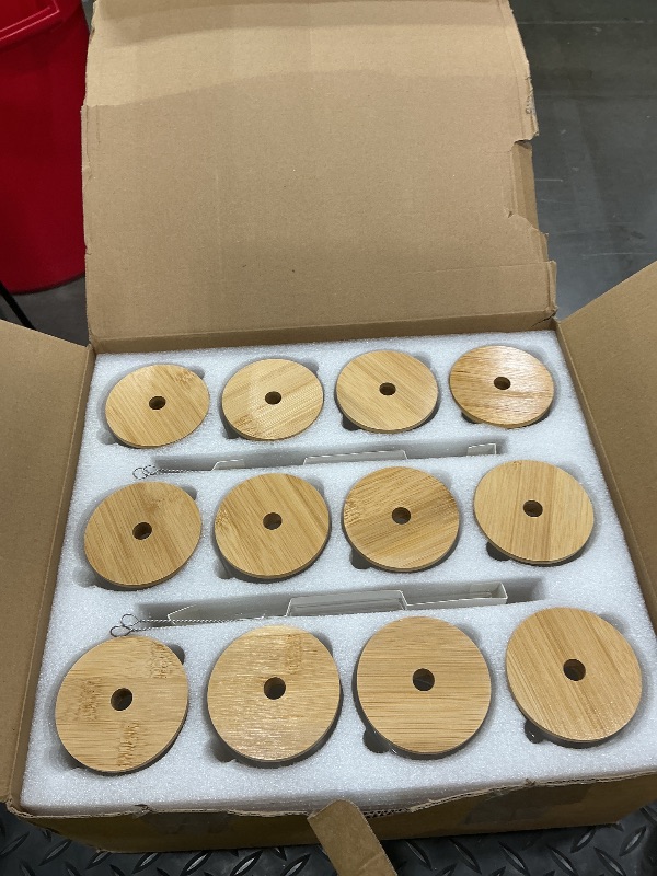 Photo 1 of [ 12pcs Set ] Glass Cups with Bamboo Lids and Glass Straw - Beer Shaped Drinking Glasses, 16 oz Iced Coffee Glasses, Cute Tumbler Cup for Smoothie, Boba Tea, Whiskey, Water - 4 Cleaning Brushes