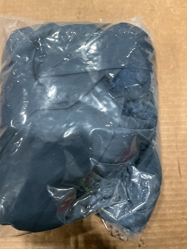 Photo 1 of *MINOR DAMAGE - USED*
Women's Silk Satin Pajama Set Feather Trim Bridal Long Sleeve Pocketed Lounge Sets Sleepwear (Removable Feather) Navy SMALL