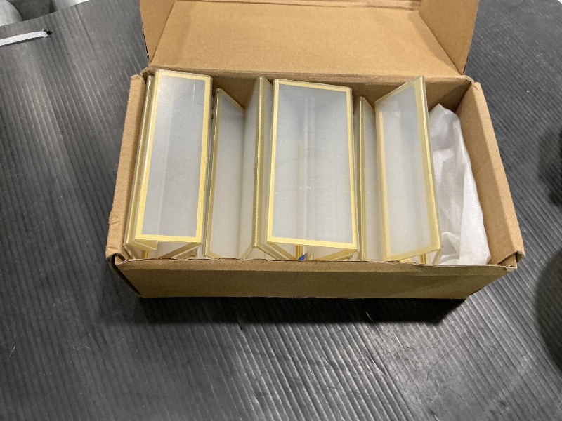 Photo 1 of *PARTIAL SET - Missing the FRAMES*
Svalor Gold Acrylic Sign Holder 4X6 inch, 6 Pack Wedding Table Number Frames Vertical , Double Sided Display Gold Picture Frame, Clear Menu Holders for Wedding Reception, Party Decoration