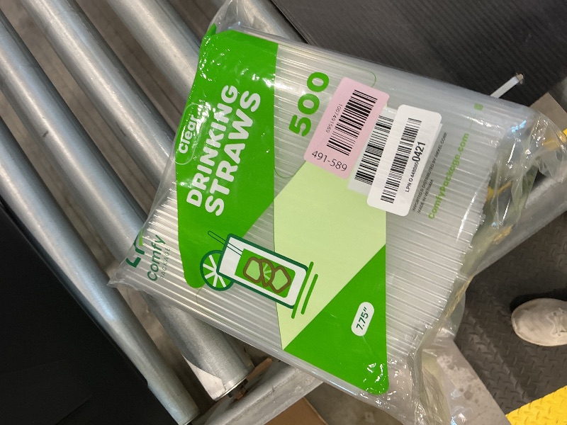 Photo 1 of [500 Pack] Disposable Plastic Drinking Straws - 7.75" High - Clear