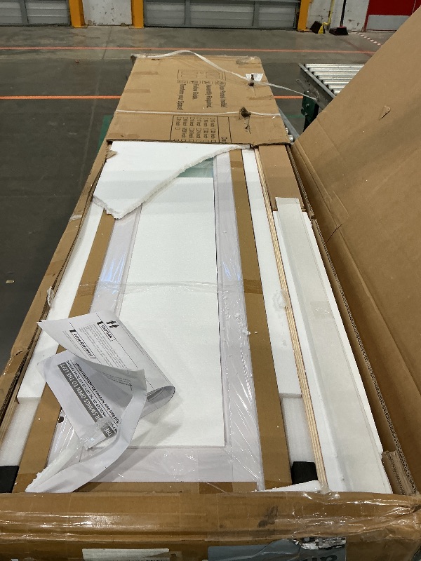 Photo 1 of *PARTIAL SET*
56" x 84" Bifold Sliding Barn Door, 1 Lites Tempered Frosted Glass Panel with Sliding Hardware Kit Set, Pre-drilled Closet Door Slab, 5.33FT Track for 4 Doors, MDF, White