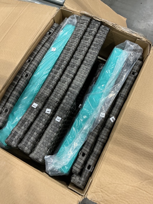 Photo 1 of ***MISSING SCREWS*** Shintenchi 4 Piece Patio Ratten Set Outdoor Furniture Set Wicker Conversation Set with Cushions and Tempered Glass Tabletop,Blue