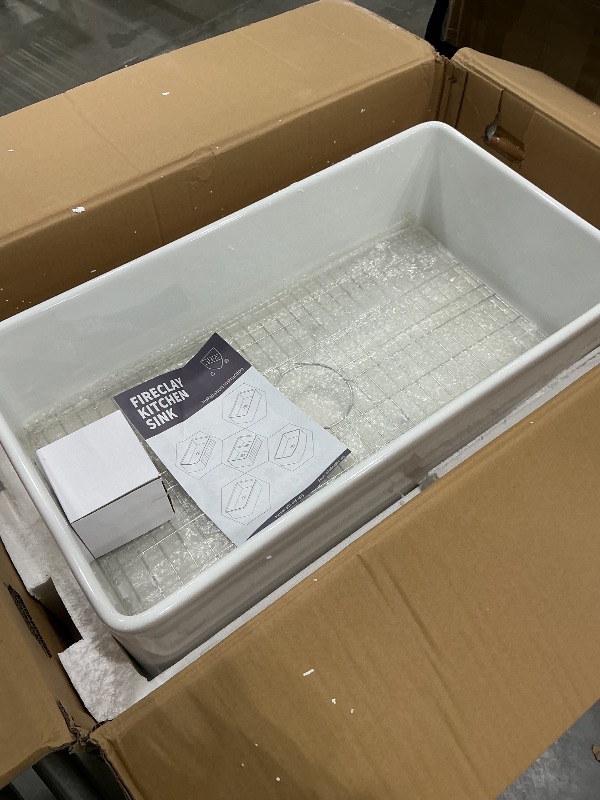 Photo 1 of ?Miuara Farmhouse Sink 33 Inch - Apron Front Kitchen Sink Reversible 33"x18"x10", Undermount Installation, Farm House Style Single Bowl, Solid Fireclay, Glossy White, for Kitchen