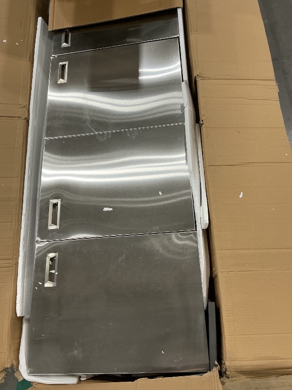 Photo 1 of **USED**ZZV Stainless Steel Table Cabinet for Prep & Work 21 x 70 Inch, Heavy Duty Prep Table with 4 Pull-Out Doors, Commercial Worktable with Cabinet for Kitchen, Restaurant, Hotel, Garage, and Warehouse