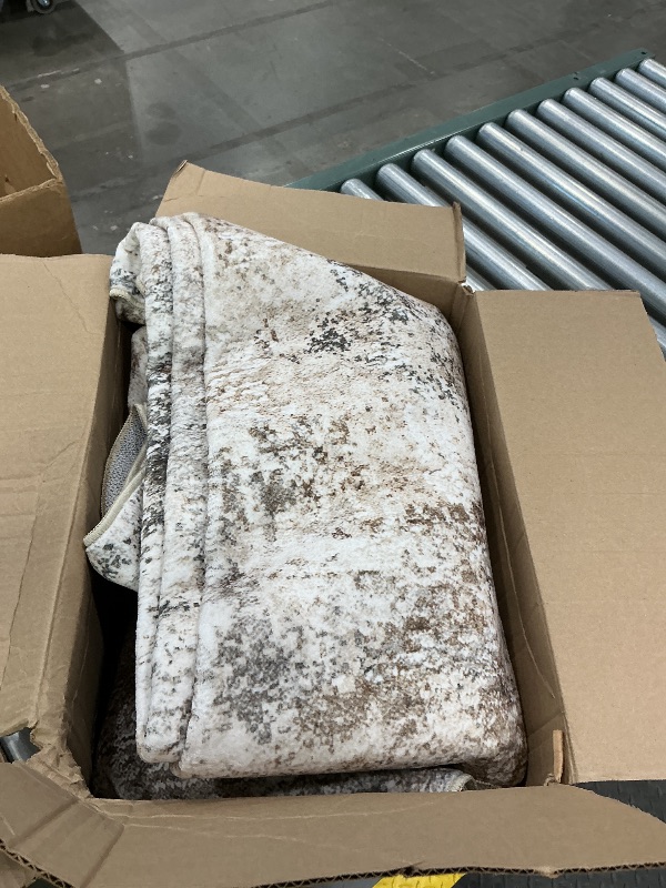 Photo 1 of **MINOR DAMAGE - USED**
UERMEI 8ft Round Area Rug Living Room Rugs - 8x8 Washable Neutral Modern Abstract Soft Thin Rug Indoor Floor No Slip Rug Carpet for Bedroom Under Dining Table Home Office Decor - Brown Grey