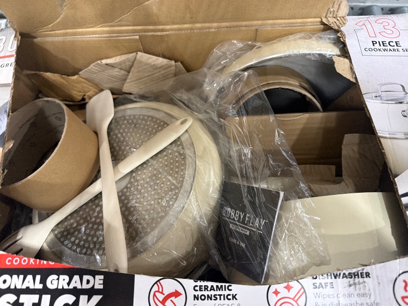 Photo 1 of (MAJOR usage) GreenPan x Bobby Flay 13 Piece Ceramic Nonstick Cookware Set, Cream White