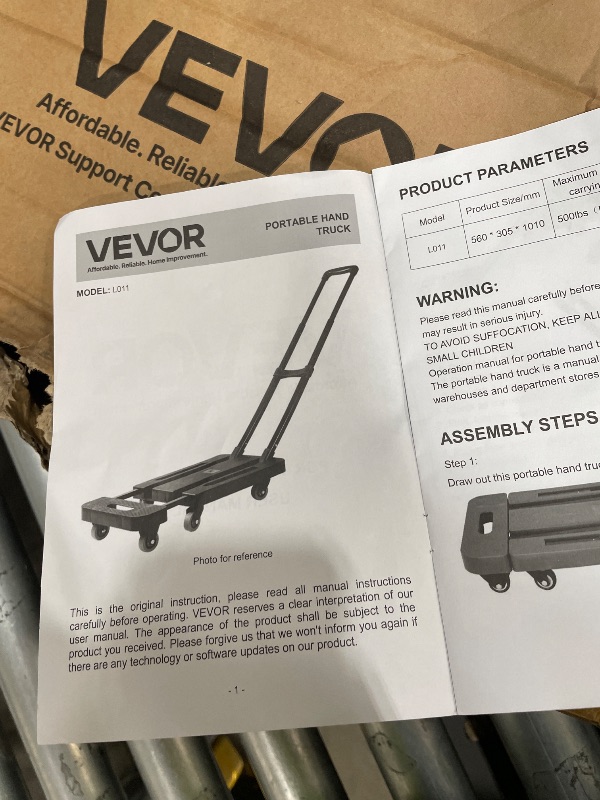 View 1 of  Foldable Hand Truck, Lightweight Luggage Cart for Airport Car Seat
