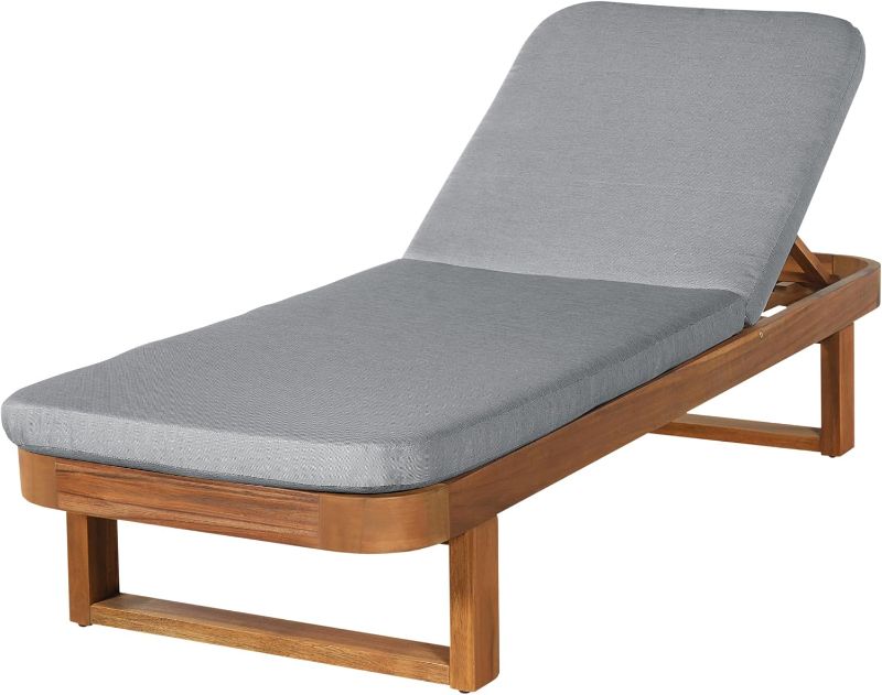 Photo 1 of *****RETAIL PRICE CHANGE $300*****Christopher Knight Home Milos Acacia Wood Chaise Lounge Chair Outdoor , Wooden Sunbathing Pool Lounger, Patio Chaise Lounge with Cushions, Adjustable Backrest Lounge Sofa, Light Gray+Teak 1PCS