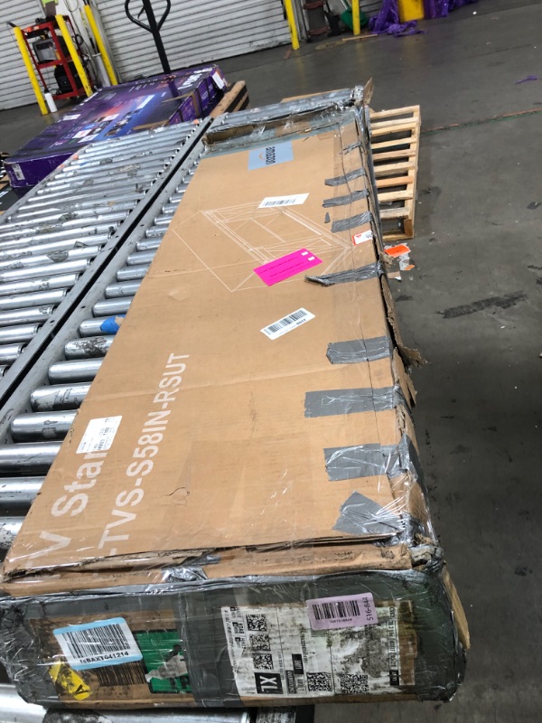 Photo 1 of **FOR PARTS ONLY, BROKEN PIECES**Sweetcrispy Farmhouse TV Stand 65 Inch for Living Room Bedroom Brown, Tall Entertainment Center with Storage Shelves, Media Console Cabinet with Wood Board, 300 LBS Capacity and Sliding Barn Door