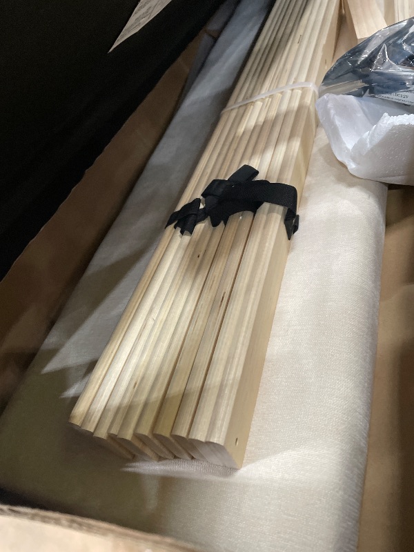 View 3 of **box 2 of 2** FAVSH Queen Size Upholstered Platform Bed with Trundle and USB/Type-C Charging, Chenille Fabric Full and Twin Double Bed w/LED Lights with APP for Bedroom,Beige