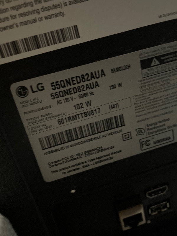Photo 1 of ***DAMAGED**VLG 55-Inch Class QNED AI 4K QNED82A Series Smart TV w/AI Sound, HDR10, 4K Super Upscaling, Filmmaker Mode, Wow Orchestra, Alexa Built-in (55QNED82AUA, 2025)