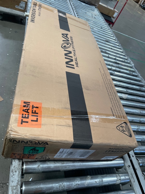 Photo 1 of **MISSING A BOX, MISSING PIECES** INNOVA HEALTH AND FITNESS ITM5900 Advanced Heat and Massage Inversion Table, Gray/Black