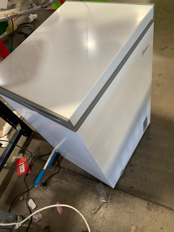 Photo 1 of **POWERS ON BUT DOESNT COOL** Midea MERC04C4BAWW Chest Freezer, 3.5 Cubic Feet Freezer With Removable Basket, Interior LED Light, Adjustable Temperature, For Kitchen Apartment Office, White