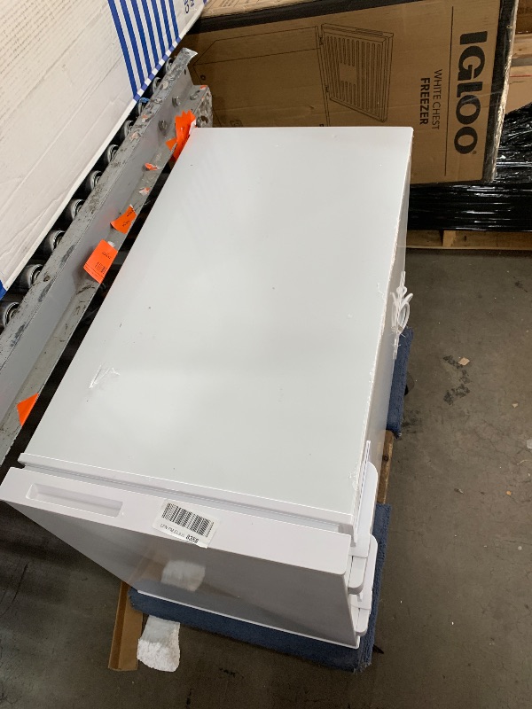 View 2 of **DOESNT FREEZE, MAYBE NEEDS FREON** Igloo 3.5 Cu Ft. Upright Deep Freezer Chest- Deep Freezer with Quick Freezing System & Adjustable Thermostat for Homes, Garages & Basements- Low Noise Freezer with Removable Basket & LED Lights- White